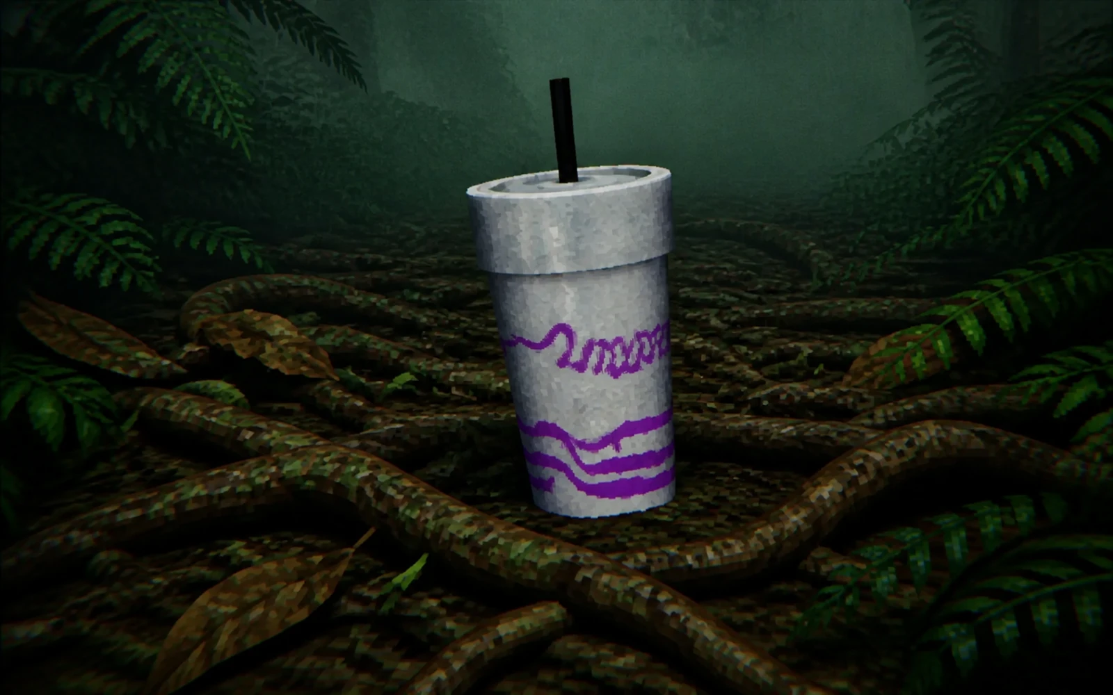 The cup on the ground
