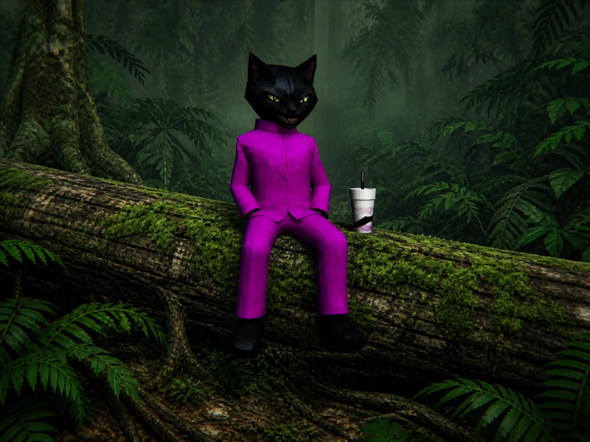 Sitting on a log